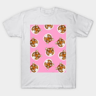 Tiger Head Design on Pink T-Shirt